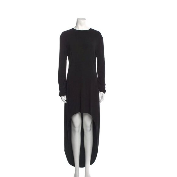 Vintage OMO Norma Kamali Long Sleeve High Low Dress in Black Large - Picture 1 of 4